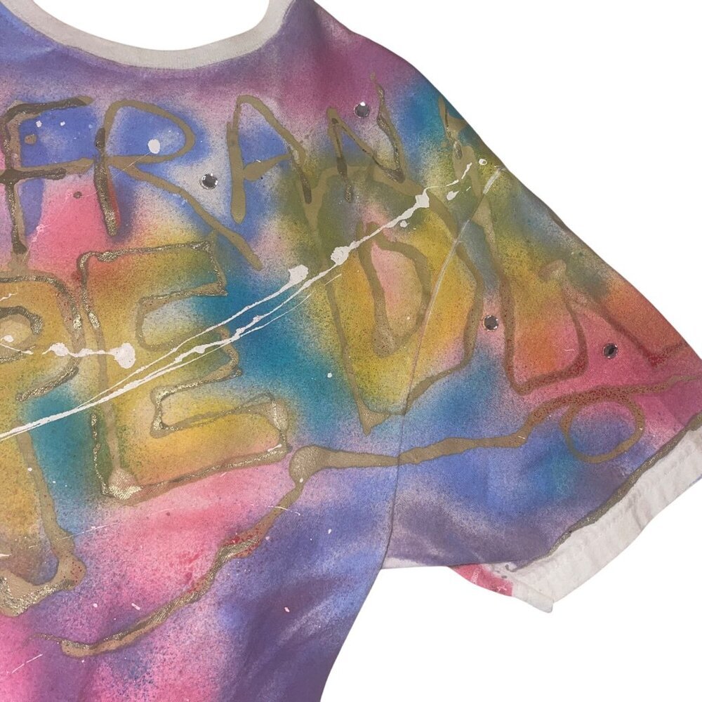 Hari Vintage Womens Tee Shirt Size Large Hand Painted Palm Springs Pure Cotton - Picture 4 of 10